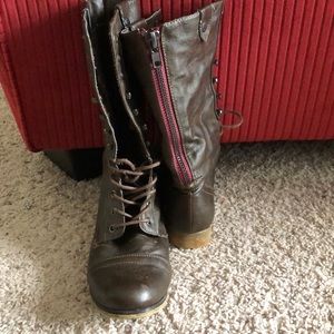 Brown combat boots